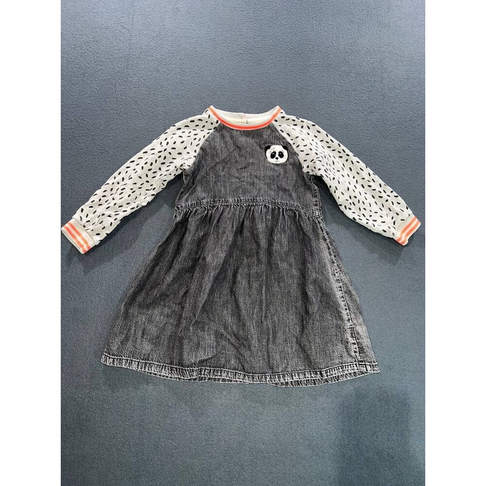 Next Monochrome cotton Panda Denim Raglan Dress 5 years A008651 - Picture 3 of 10